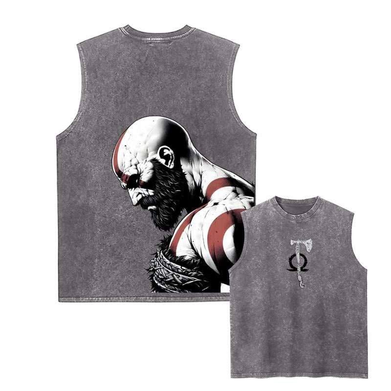 kratos Unisex Summer outfits men streetwear HB 90s graphic tees cotton Game Washed tank tops men gifts Hoodie, Sweatshirt