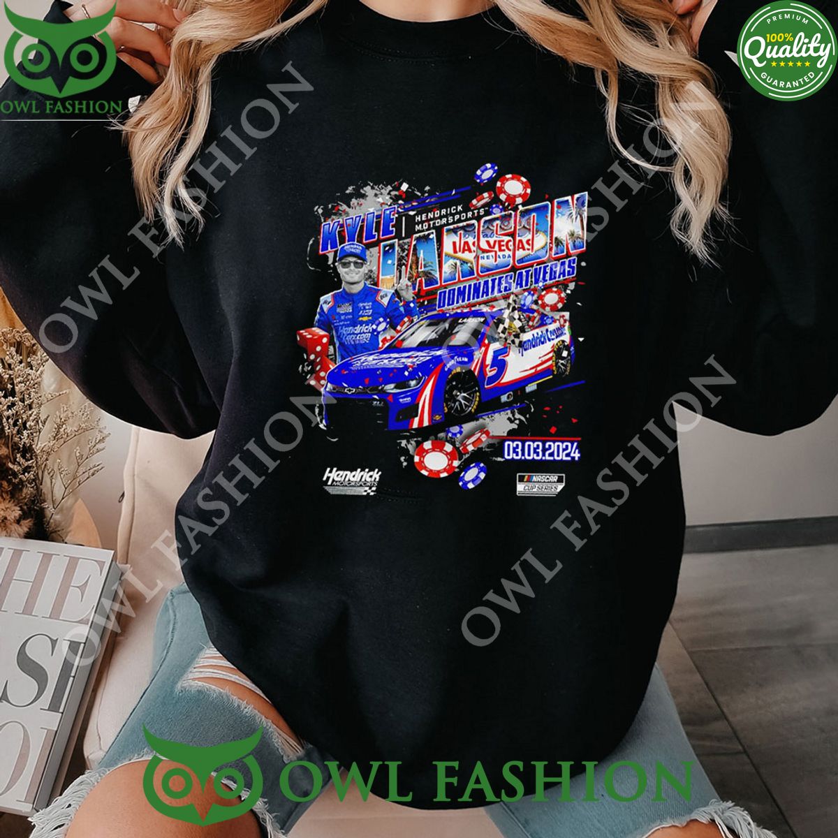 Kyle Larson Checkered Flag Sports 2024 Pennzoil 400 Race Win Dominates At Vegas Tee 2D Sweatshirt