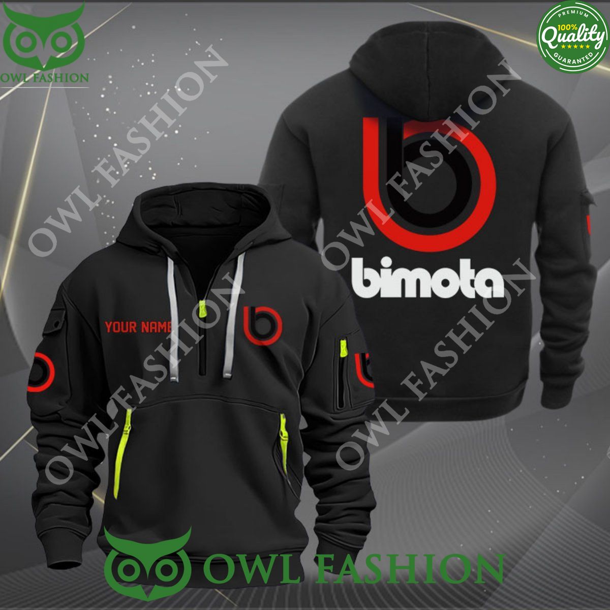 Kymco Motorcycles Custom Name Brand 2D Quarter Zip Hoodie