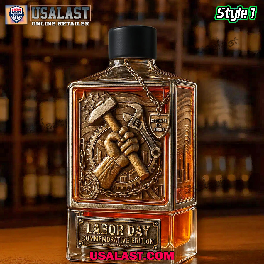 Labor Day A Tribute to Working People Whiskey Bottle