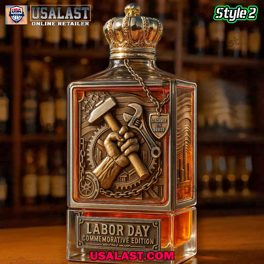 Labor Day A Tribute to Working People Whiskey Bottle