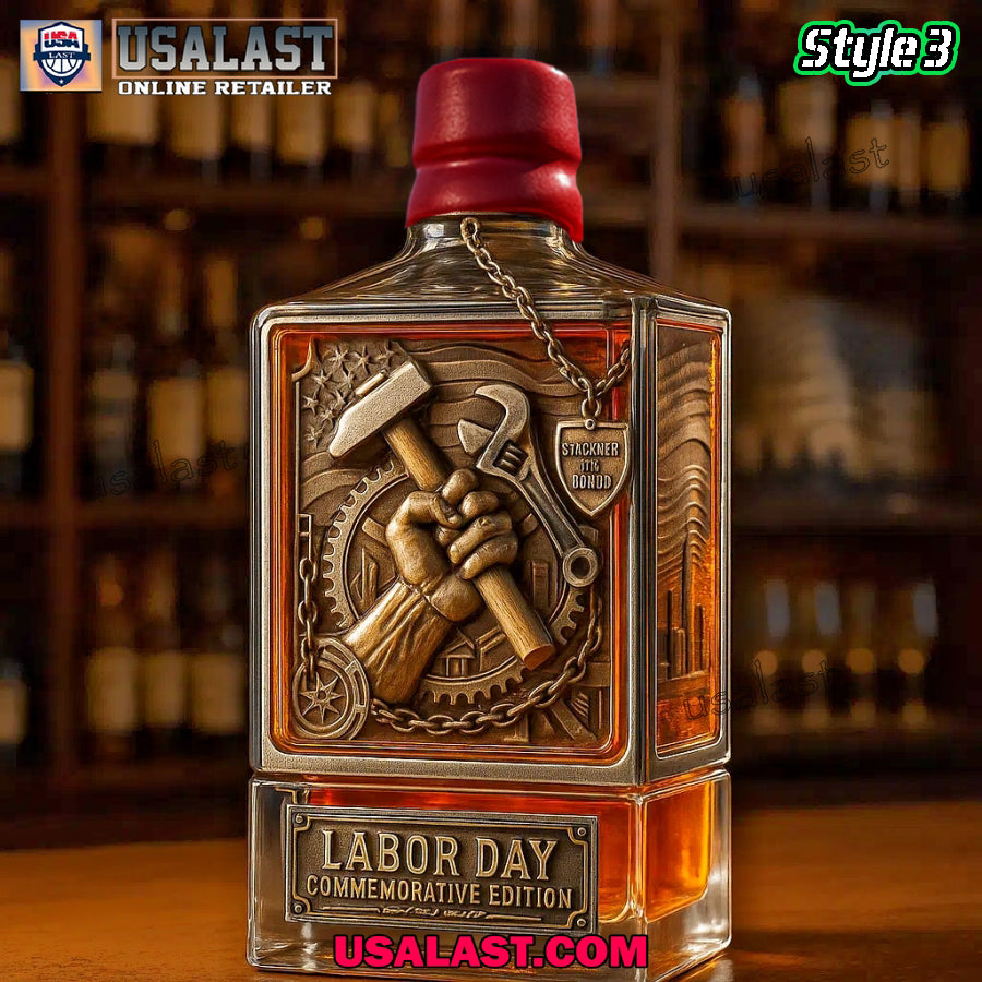 Labor Day A Tribute to Working People Whiskey Bottle