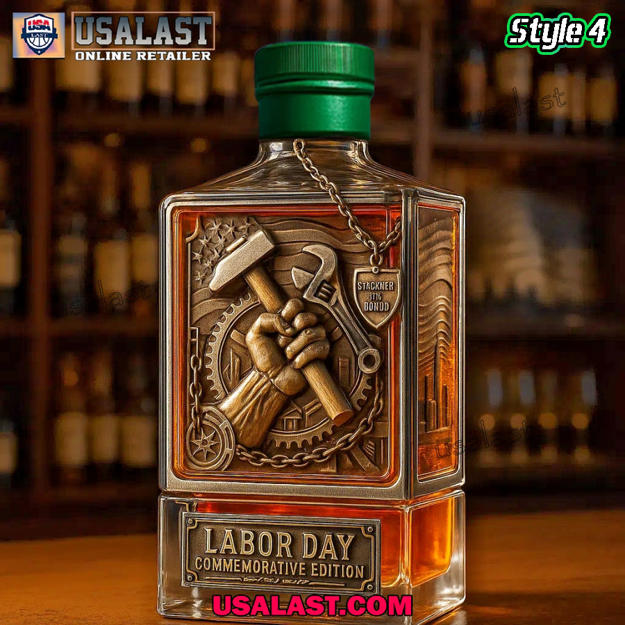 Labor Day A Tribute to Working People Whiskey Bottle