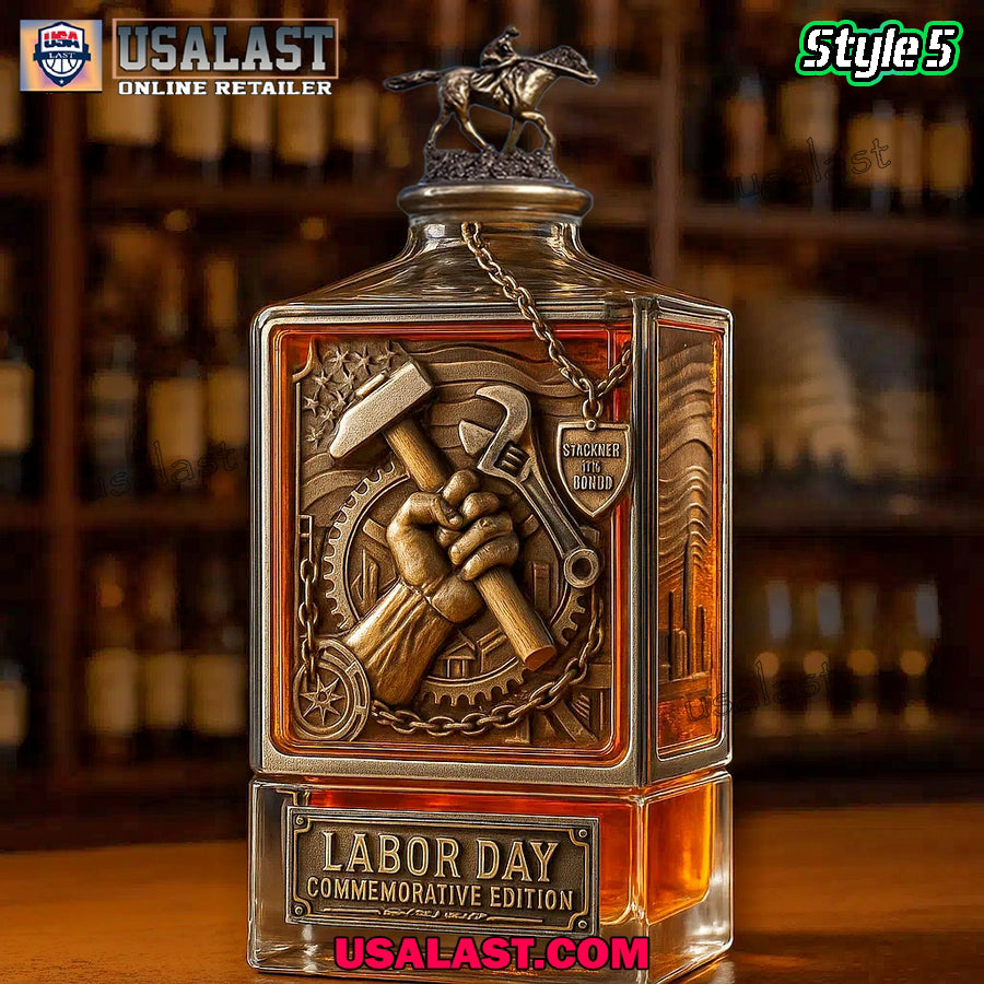 Labor Day A Tribute to Working People Whiskey Bottle