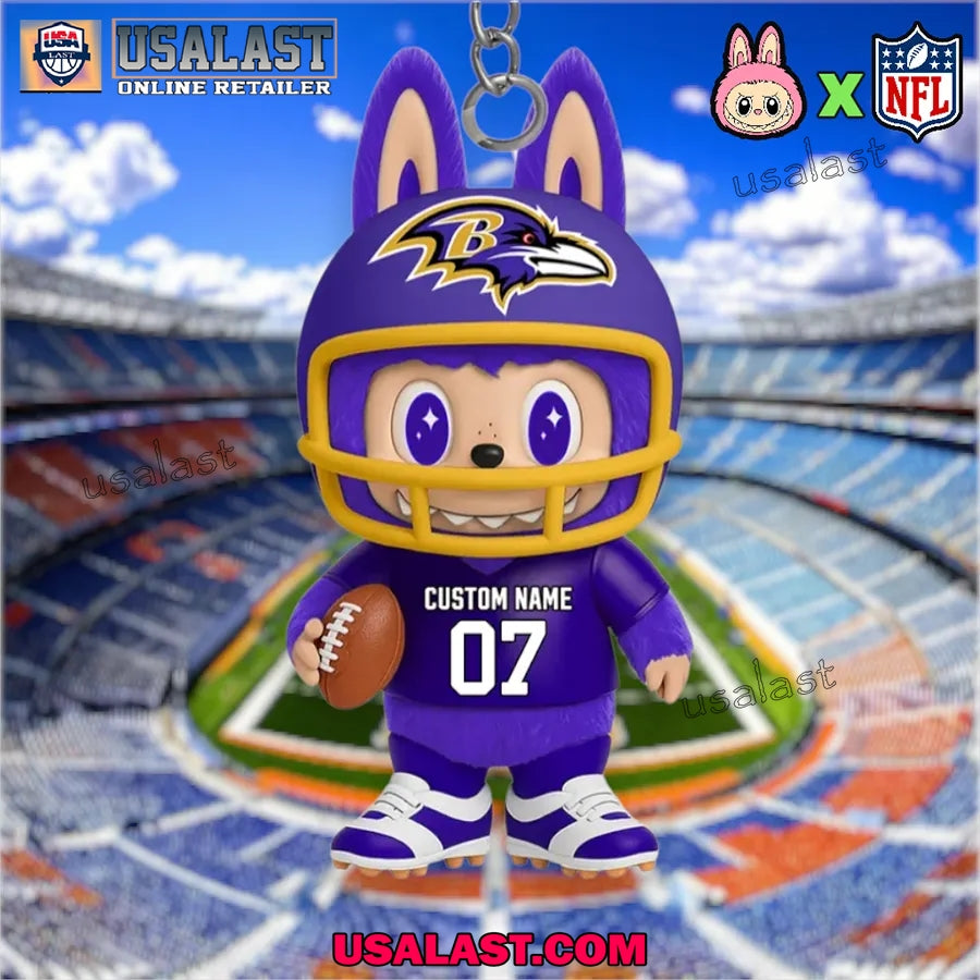 Labubu In Baltimore Ravens Custom Acrylic Keychain