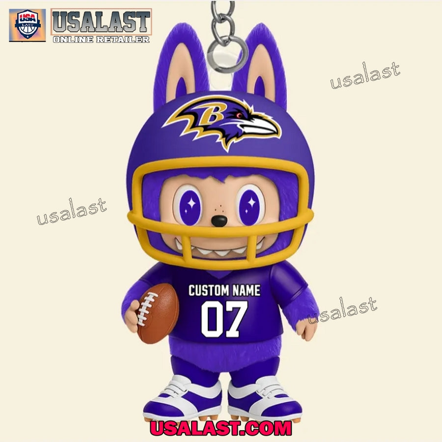Labubu In Baltimore Ravens Custom Acrylic Keychain