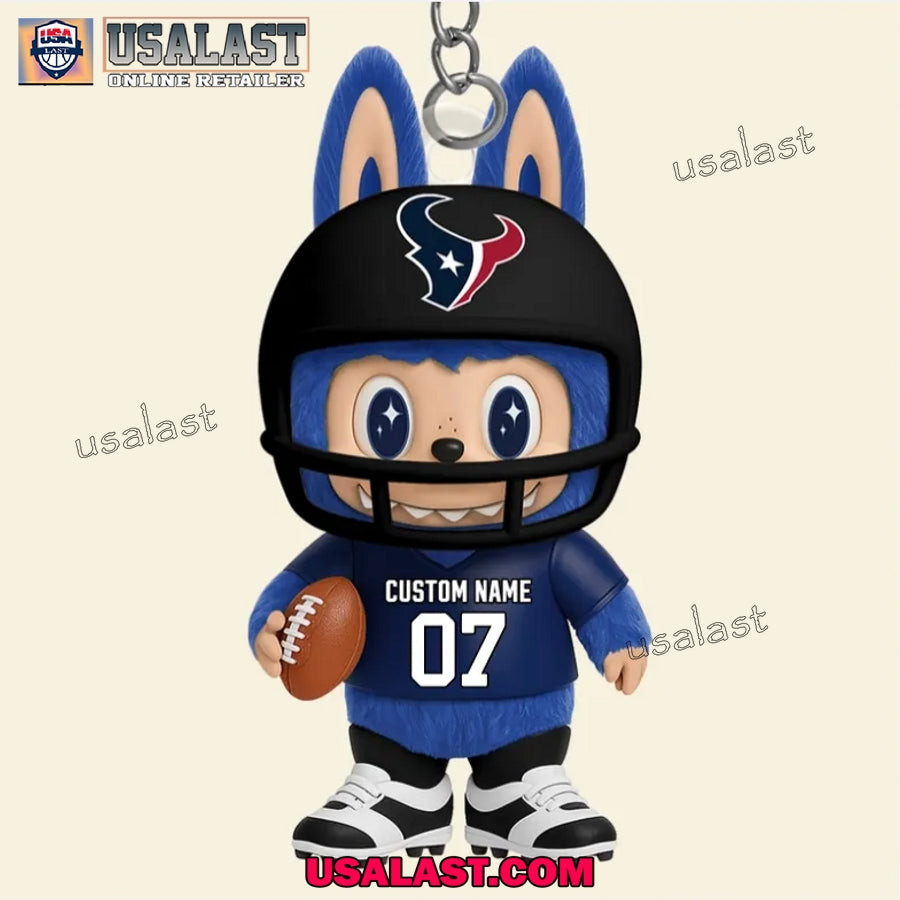 Labubu In Houston Texans Custom Acrylic Keychain