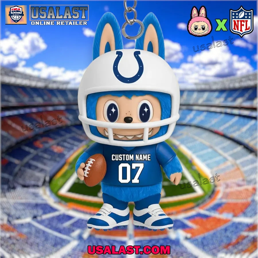 Labubu In Indianapolis Colts Custom Acrylic Keychain
