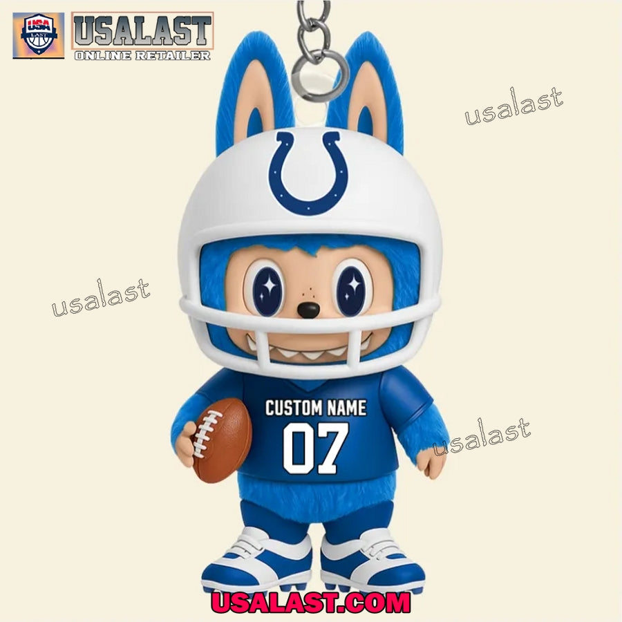 Labubu In Indianapolis Colts Custom Acrylic Keychain