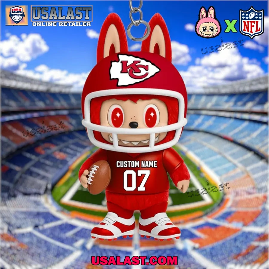 Labubu In Kansas City Chiefs Custom Acrylic Keychain