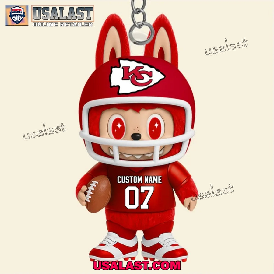 Labubu In Kansas City Chiefs Custom Acrylic Keychain