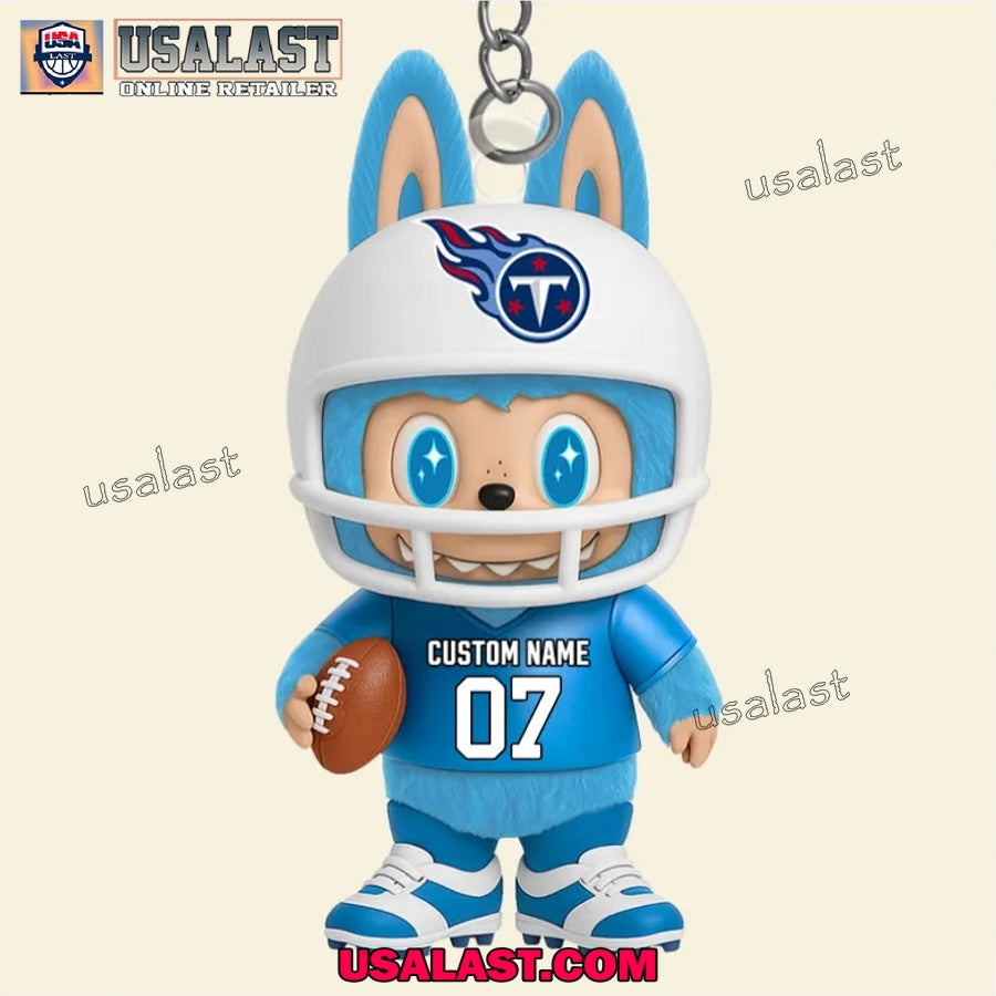 Labubu In Tennessee Titans Custom Acrylic Keychain