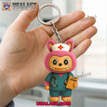 Labubu Nurse Custom Name Keychain, Hanging Ornament