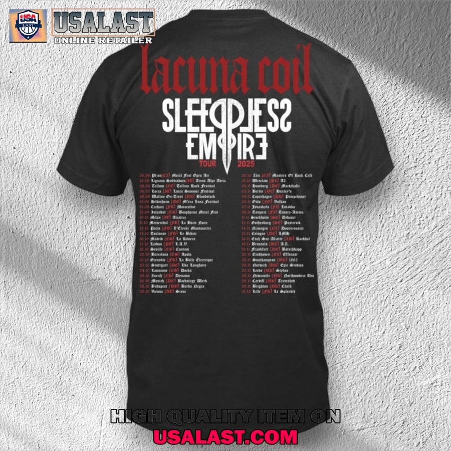 Lacuna Coil Sleepless Empire Tour 2025 T-Shirt