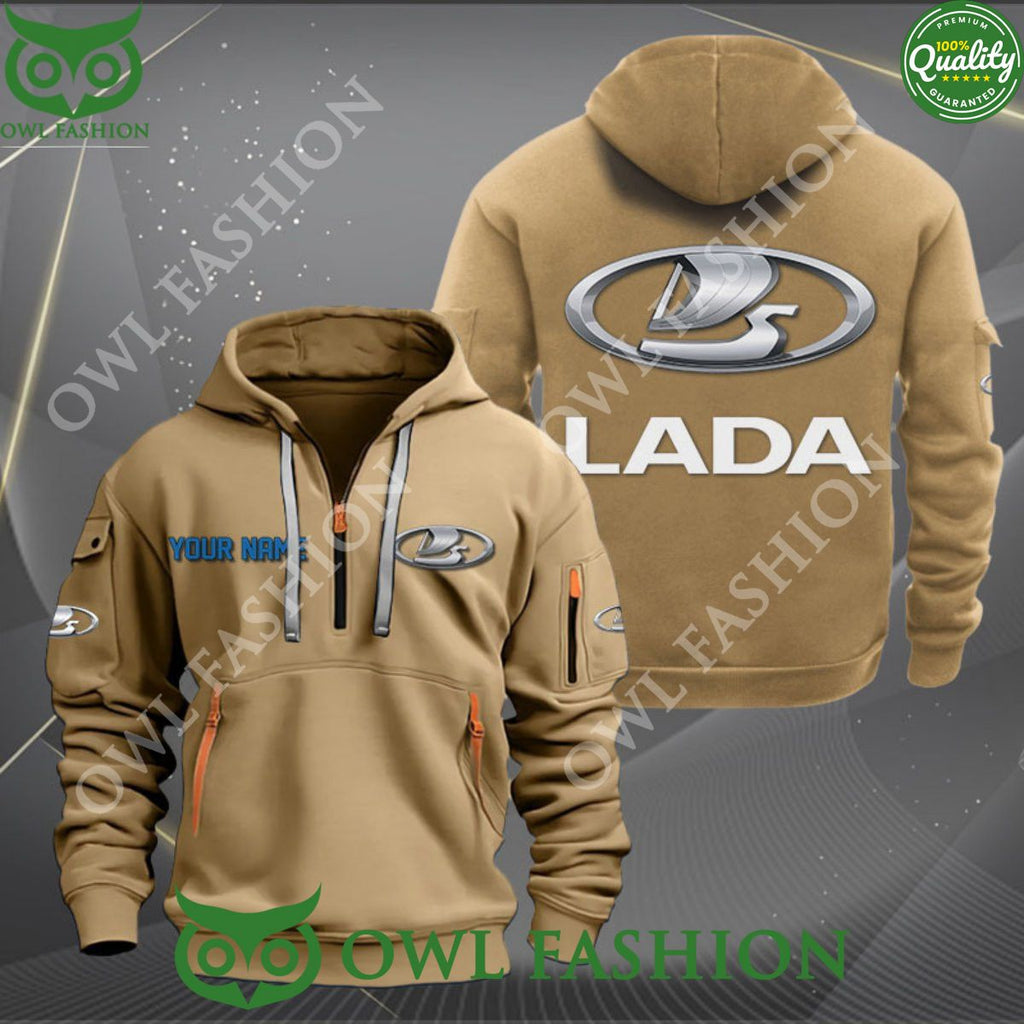 Lada Motor Company Brand Customized 2d Half Zip Hoodie