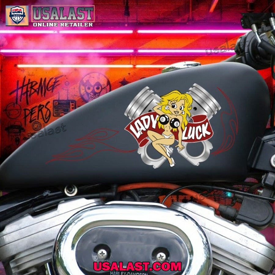 Lady Luck Girl Motorcycle Custom Text Decal