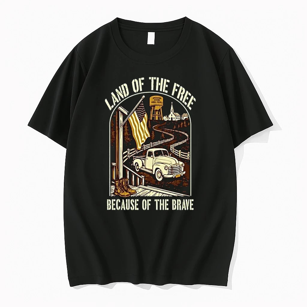 Land Of The Free Because Of The Brave American Patriotic Farm Truck Patriot 0 Tshirts