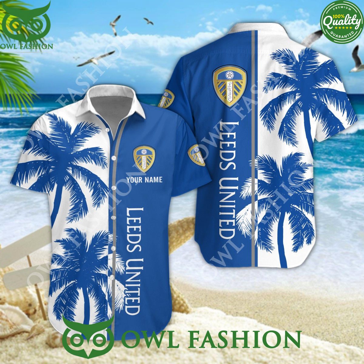 Leeds United Personalized ropical coconut tree 2024 Hawaiian Shirt
