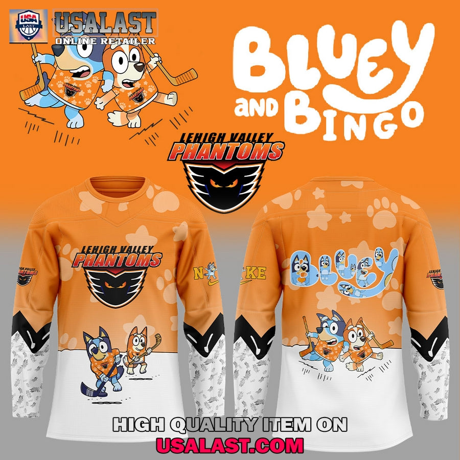 Lehigh Valley Phantoms x Bluey and Bingo Hoodie Jersey