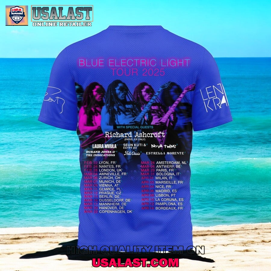 Lenny Kravitz Blue Electric Light Tour 2025 3D Shirt