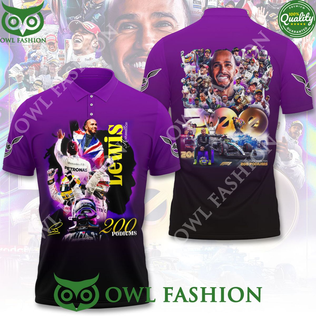 Lewis Hamilton F1 Racing Driver 200 Podiums Petronas 3D t shirt