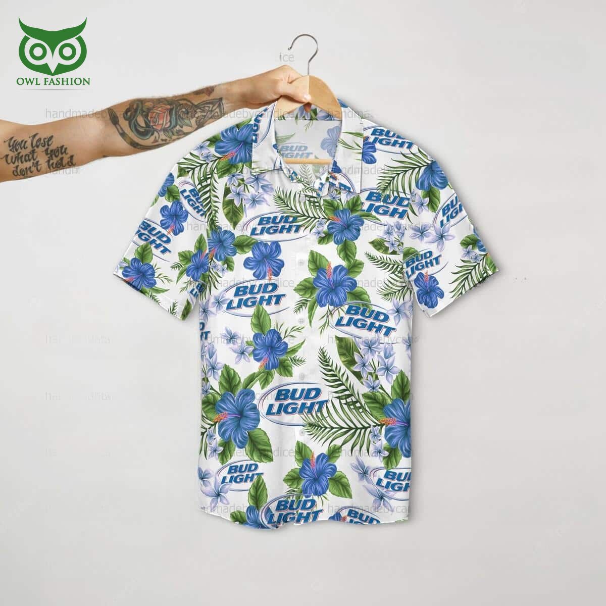 Limited Bud Light Hawaiian Shirt Tropical Flowers Beer Lovers