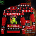 Limited Fireball Grinch All I Need Is 3D Ugly Christmas Sweater