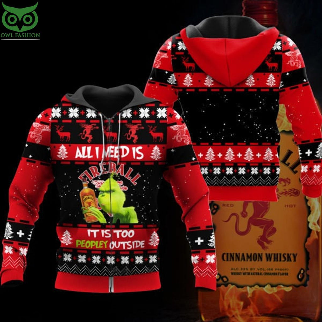 Limited Fireball Grinch All I Need Is 3D Ugly Christmas Sweater