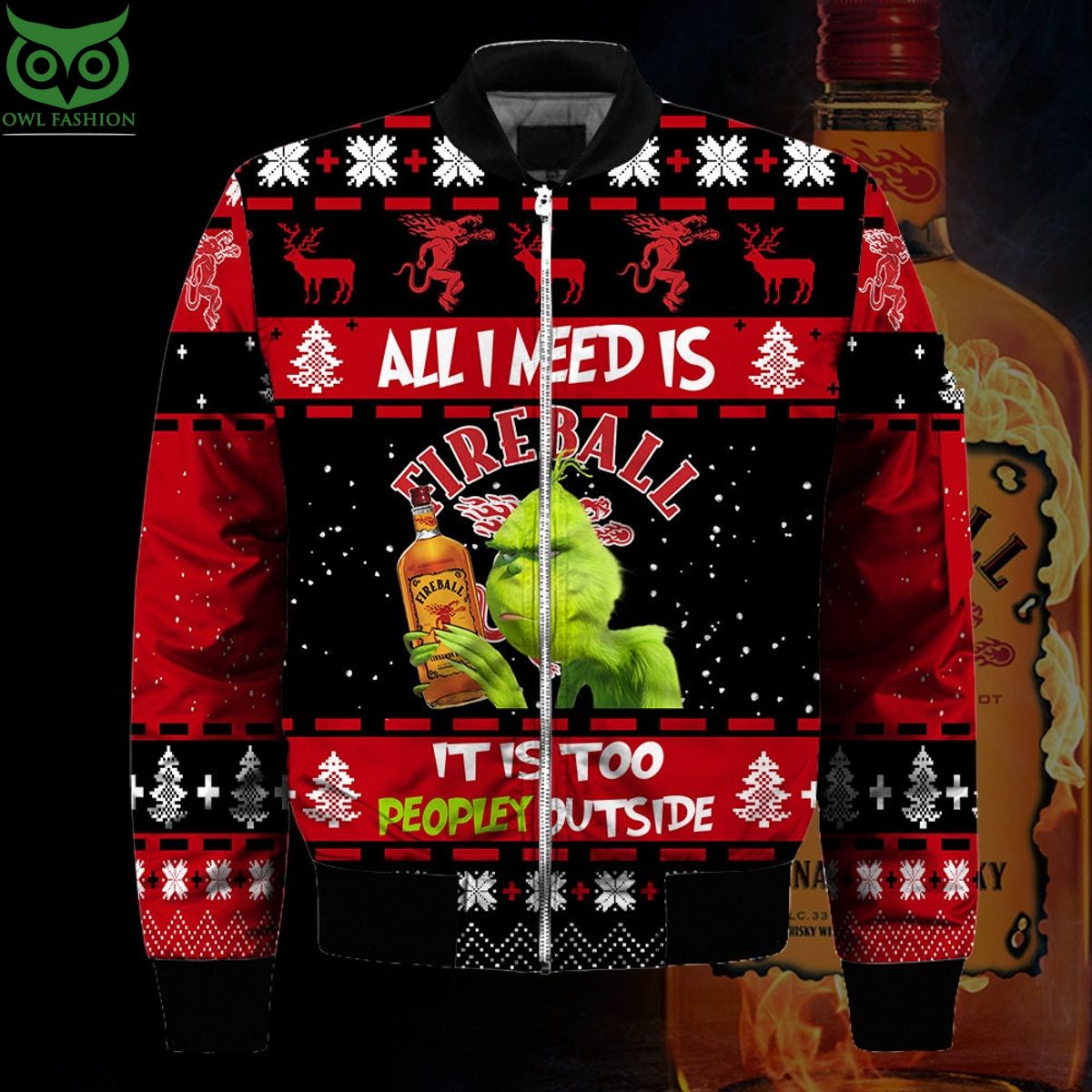 Limited Fireball Grinch All I Need Is 3D Ugly Christmas Sweater