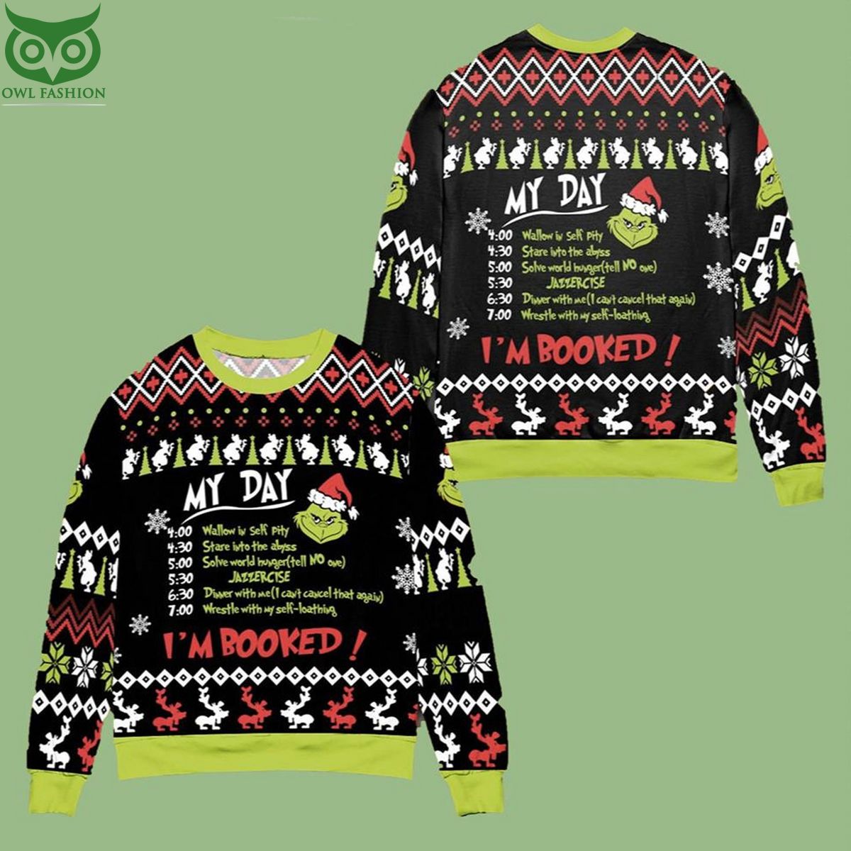 Limited Grinch My Day I’m Booked Ugly Sweater