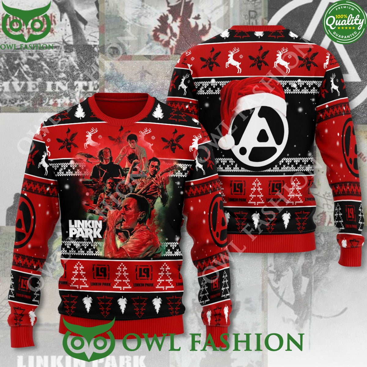 Linkin Park Rock Band Performing on Stage Xmas 3D Ugly Sweater