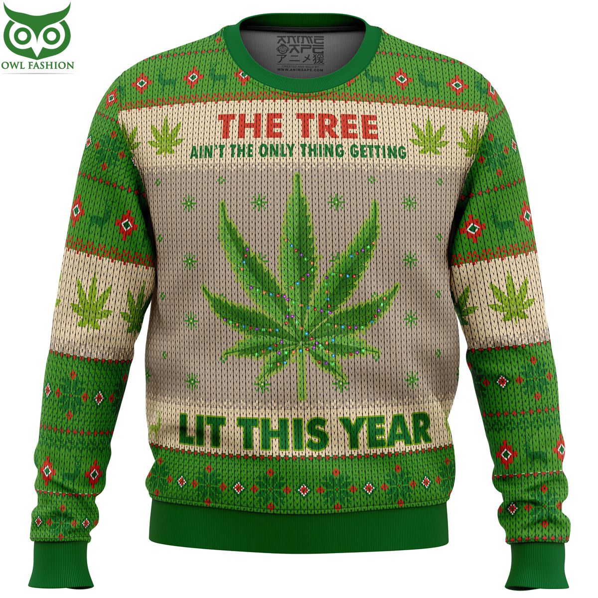 Lit This Year Weed Ugly Christmas Sweater