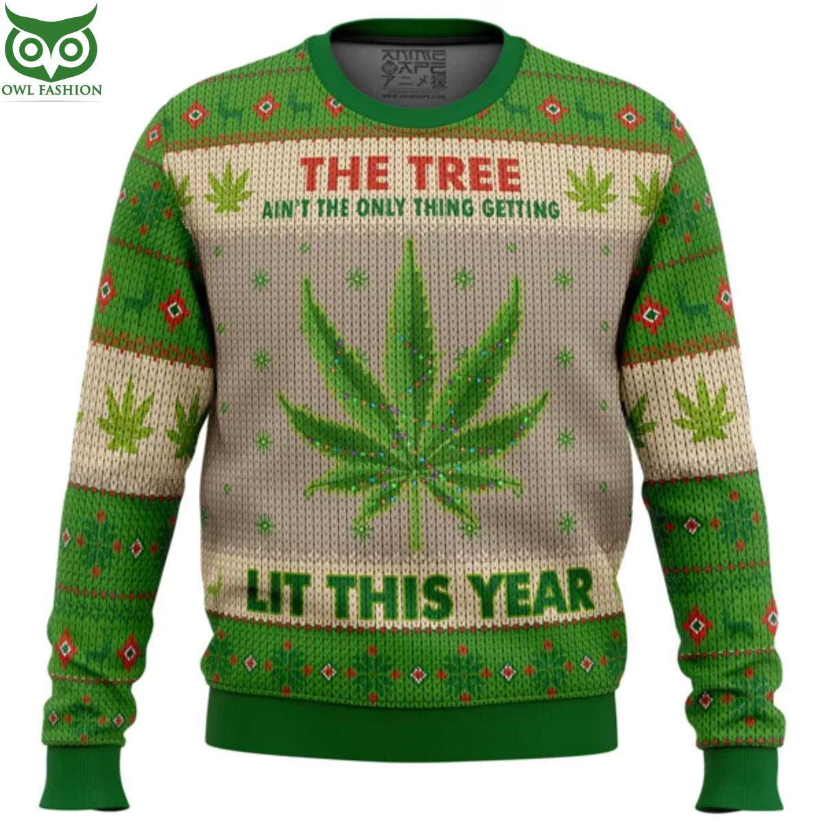 Lit This Year Weed Ugly Christmas Sweater