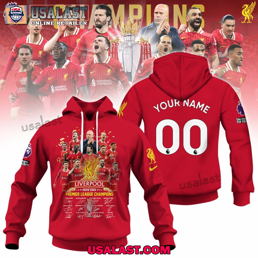 Liverpool 2024-2025 Premier League Champions 3D Hoodie, T-Shirt