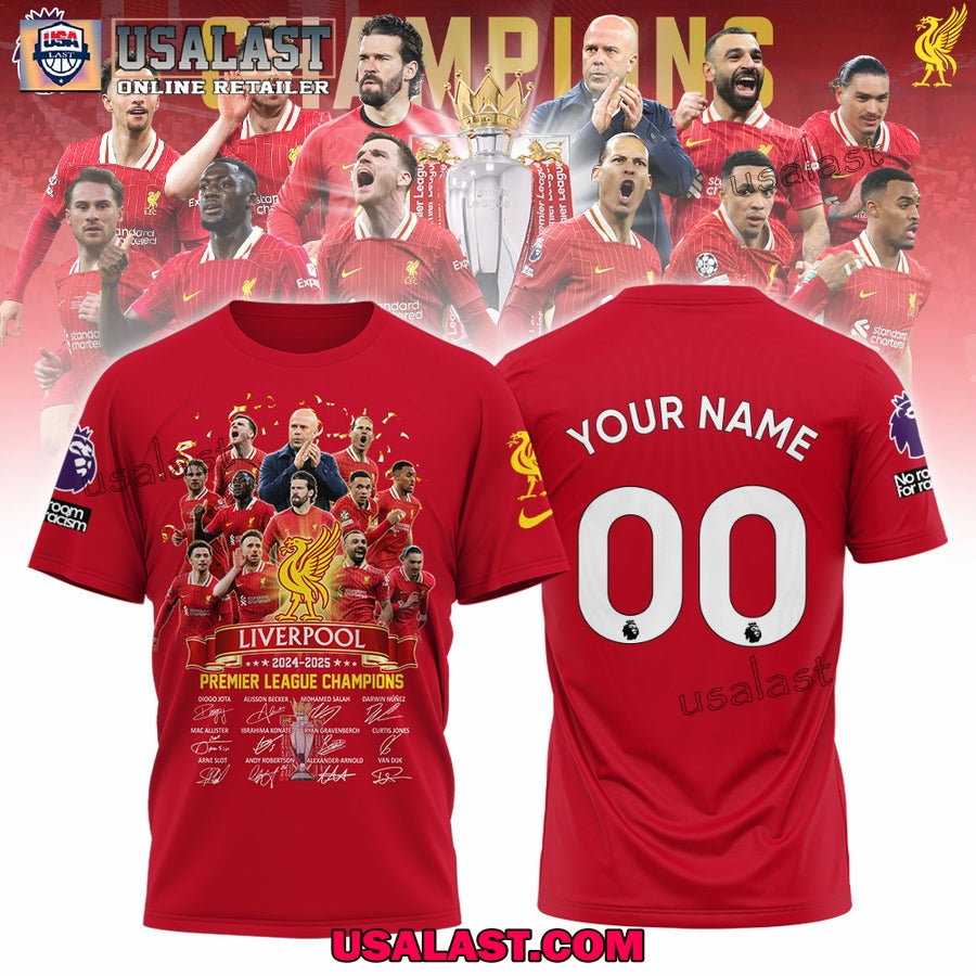 Liverpool 2024-2025 Premier League Champions 3D Hoodie, T-Shirt