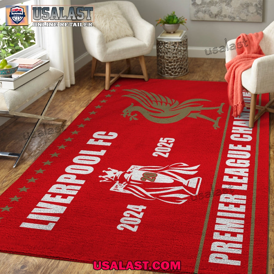 Liverpool FC 2024-2025 Premier League Champions Rectangular Rug