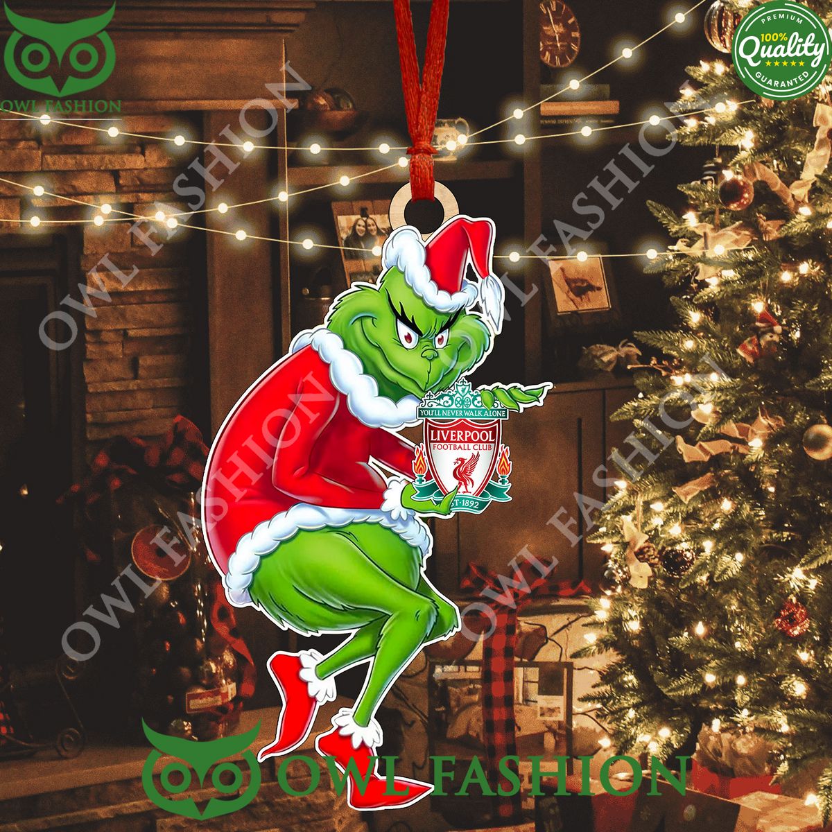 Liverpool Grinch Hug 2-Side Printed Ornament