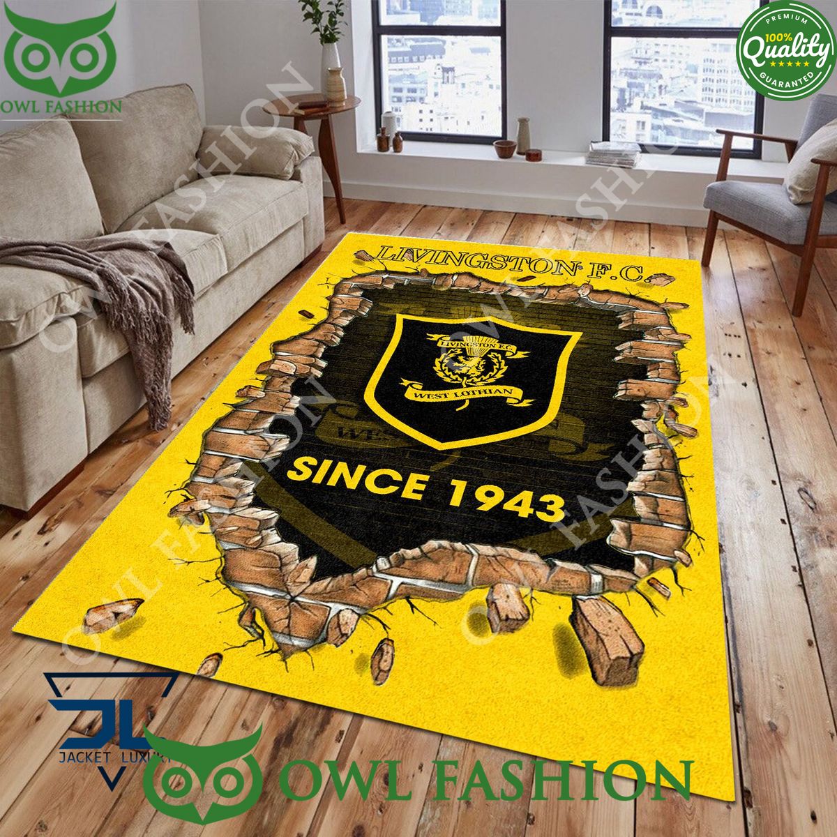 Livingston F.C. 1786 Scottish Broken Wall Living Room Carpet