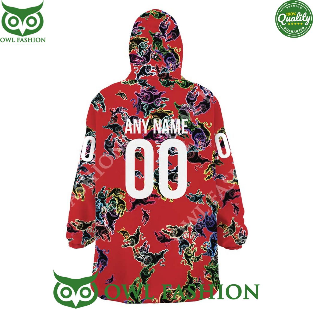 Logos pattern NRL Penrith Panthers Custom Rugby League fleece blanket hooodie