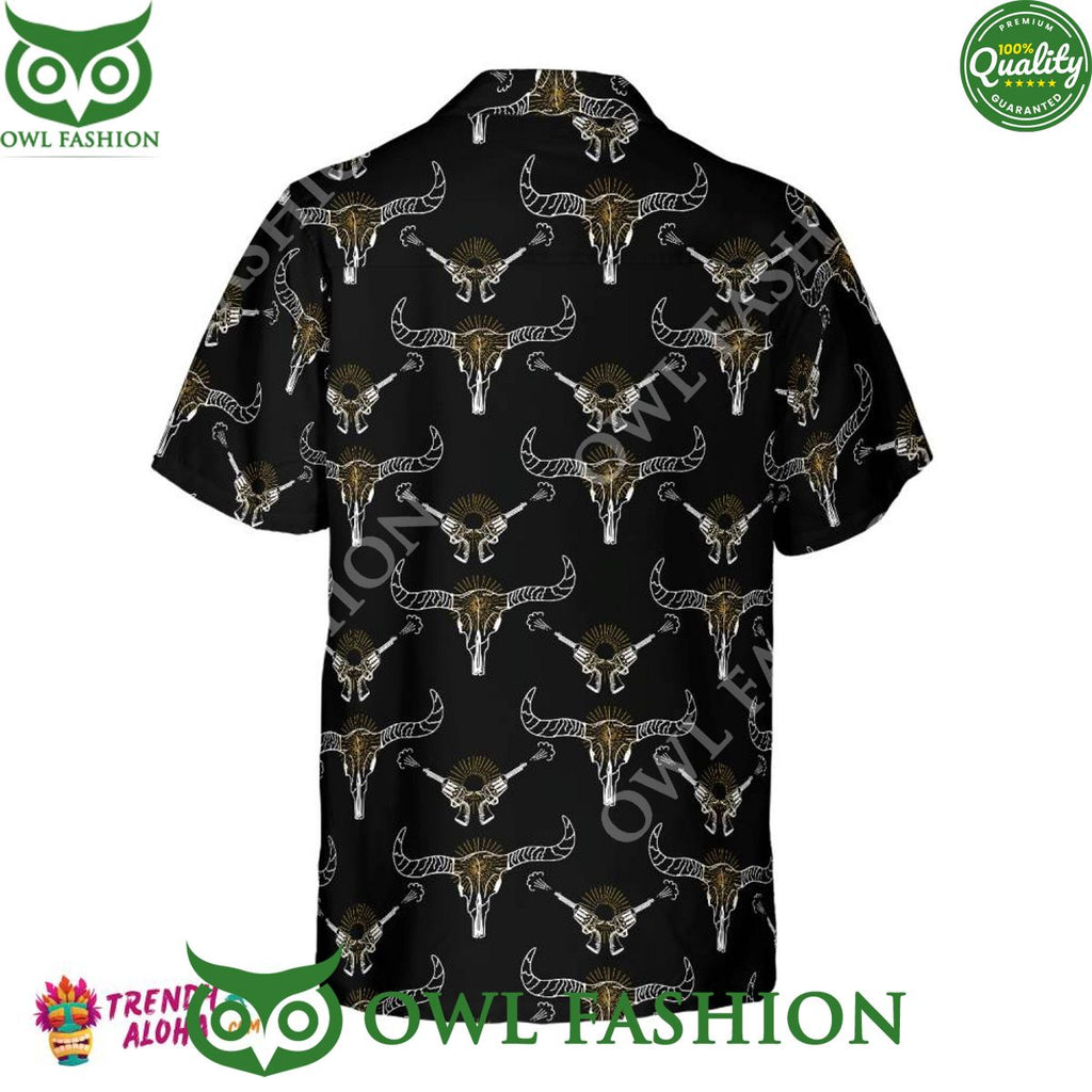 Longhorn Skull And Gun Summer Hawaiian Shirt
