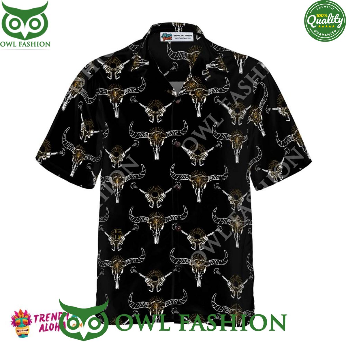 Longhorn Skull And Gun Summer Hawaiian Shirt