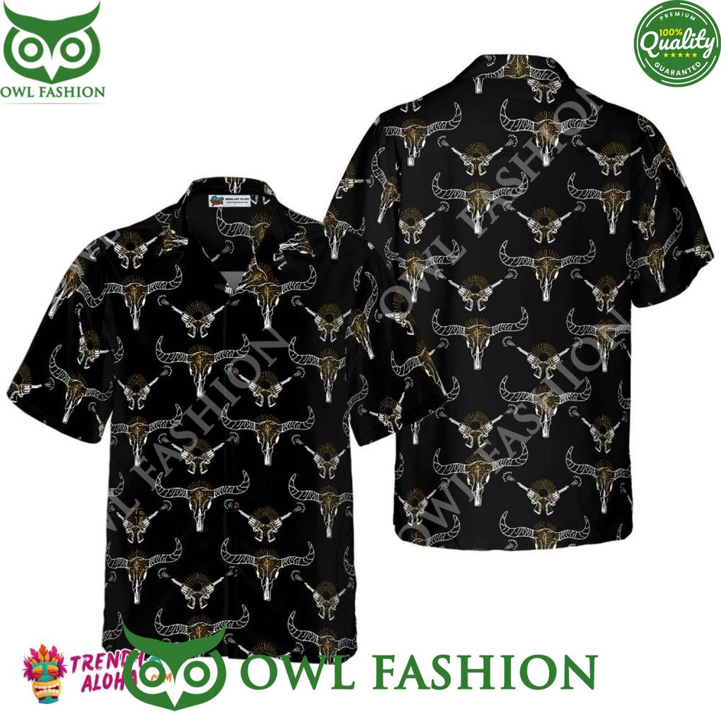 Longhorn Skull And Gun Summer Hawaiian Shirt
