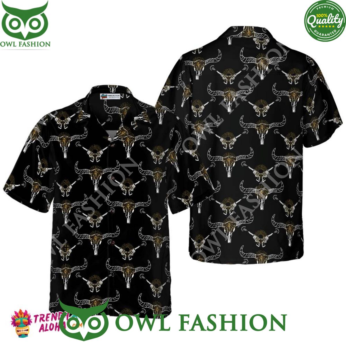 Longhorn Skull And Gun Summer Hawaiian Shirt