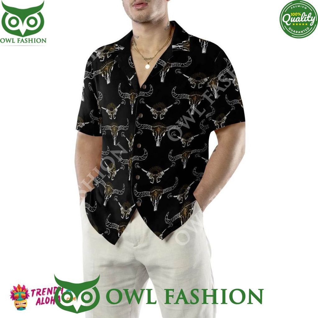 Longhorn Skull And Gun Summer Hawaiian Shirt