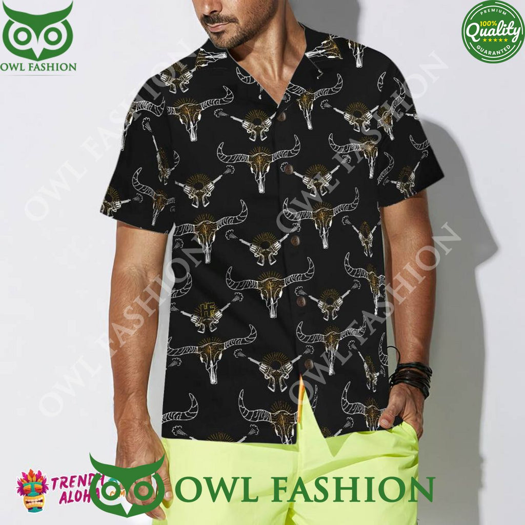 Longhorn Skull And Gun Summer Hawaiian Shirt
