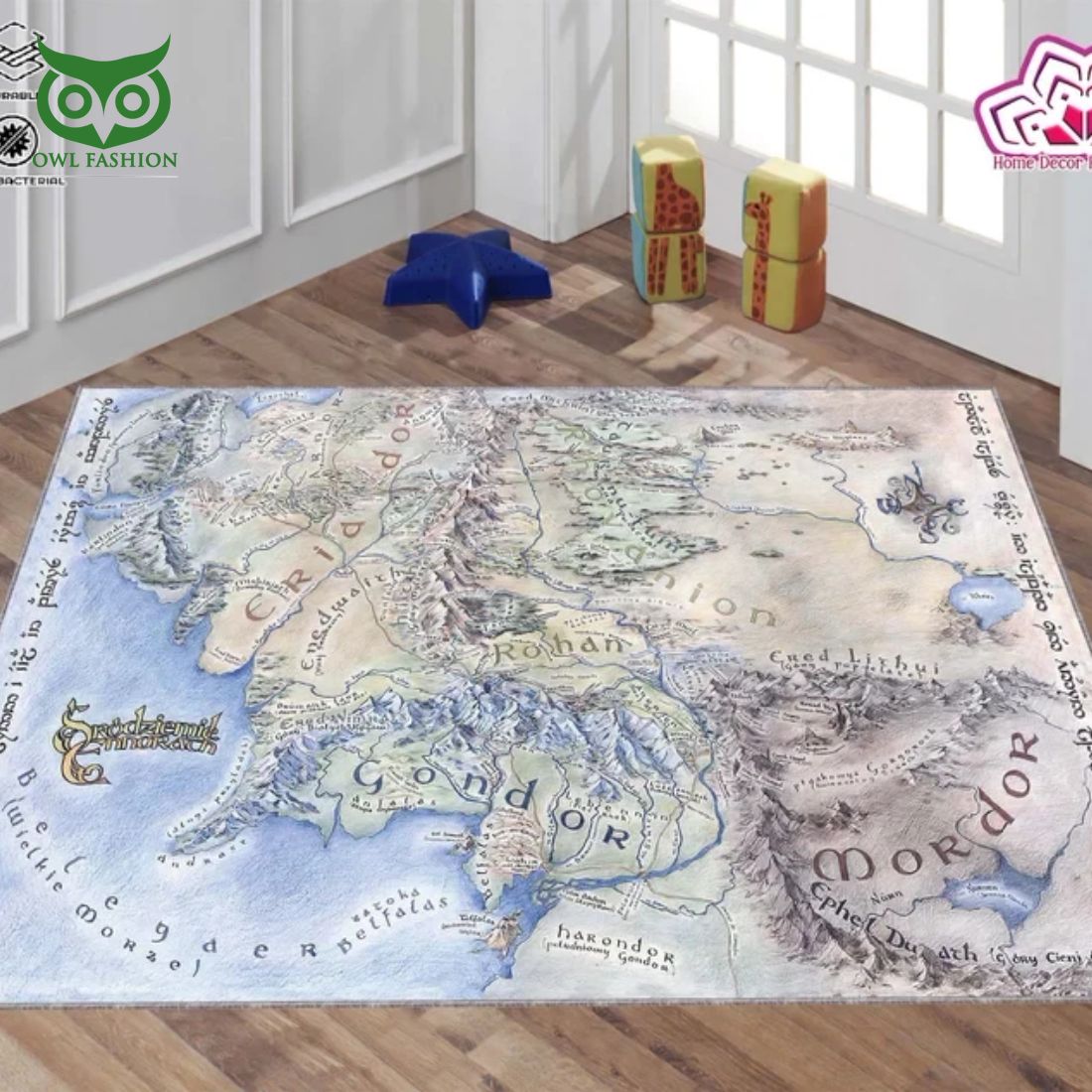 Lord Area Hobbit map Carpet Rug