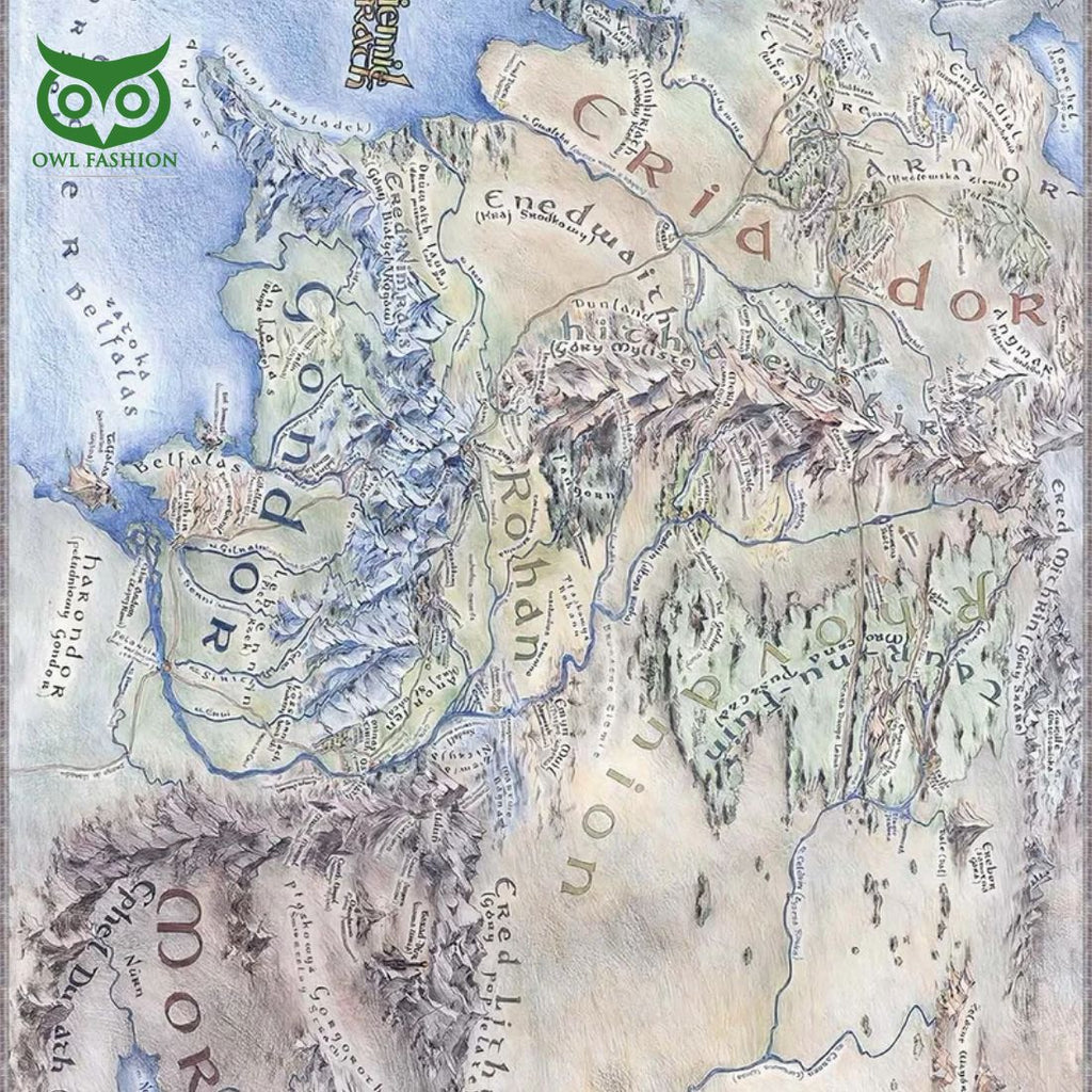 Lord Area Hobbit map Carpet Rug