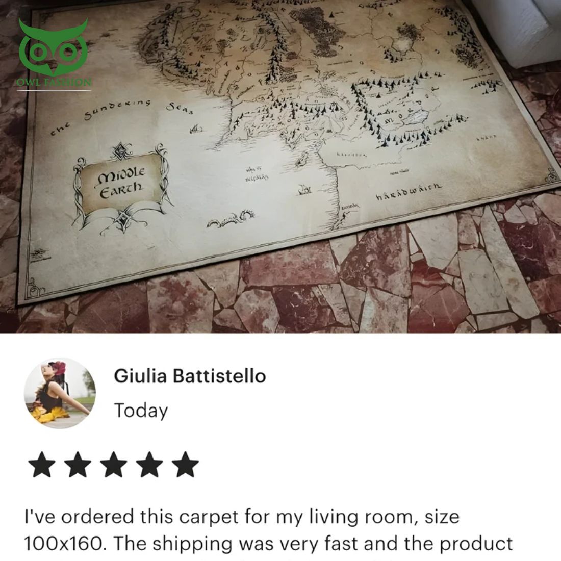 Lord of the Ring Map Carpet Rug