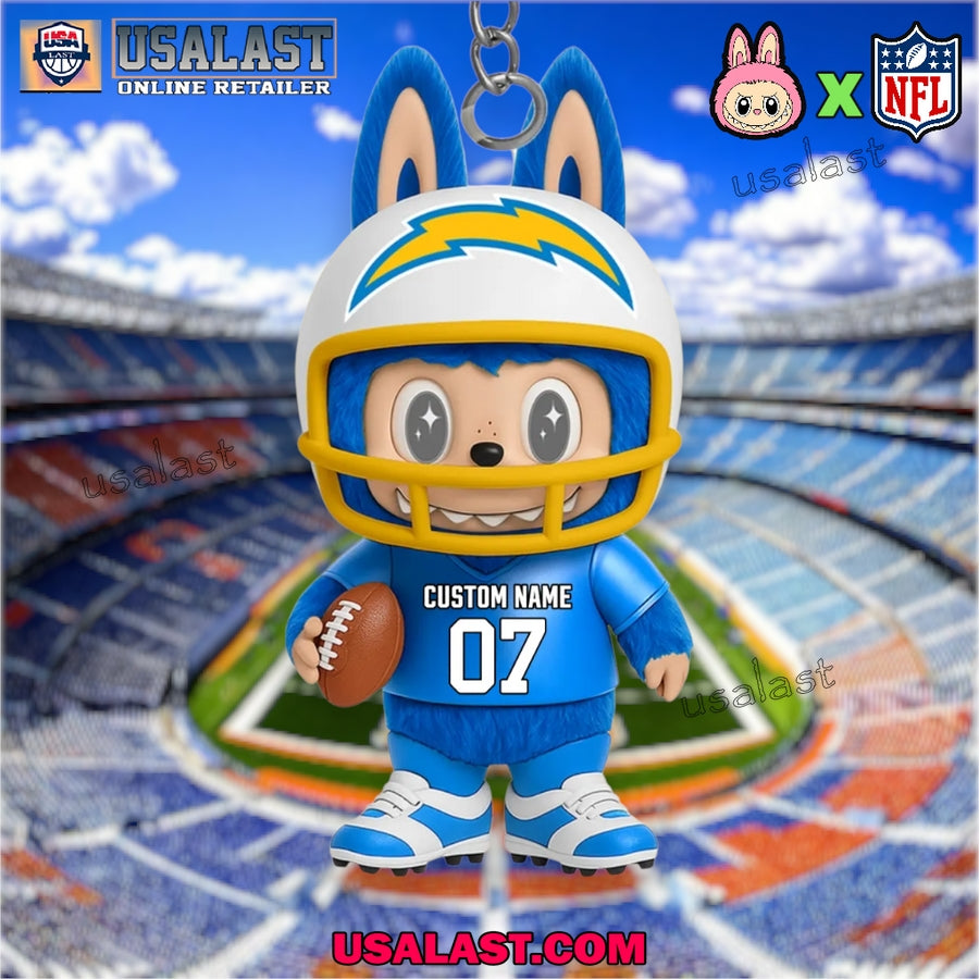 Los Angeles Chargers x Labubu Monster Custom Acrylic Keychain, Decoration Ornament