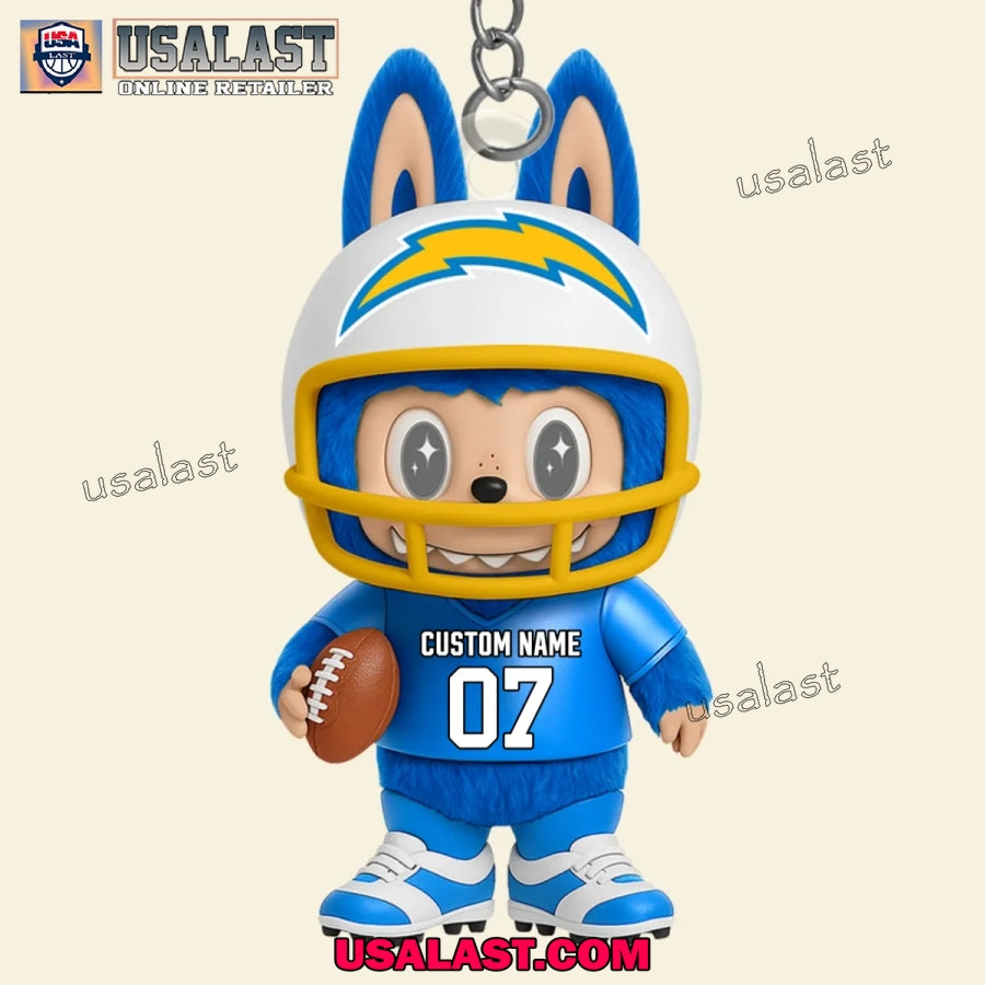 Los Angeles Chargers x Labubu Monster Custom Acrylic Keychain, Decoration Ornament